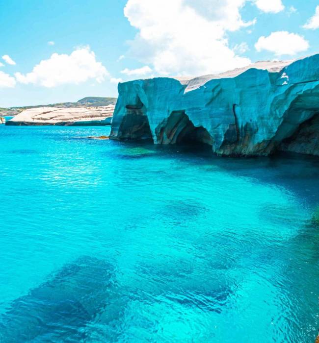 The white rocks of Milos island, Greece